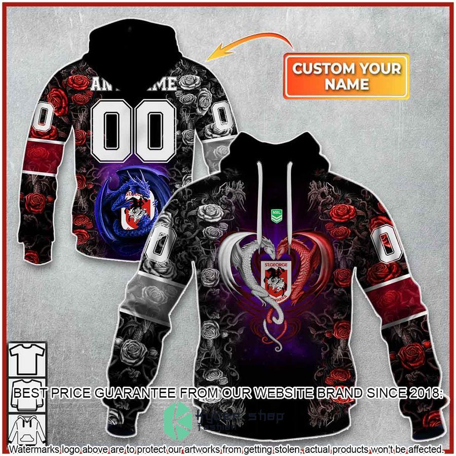 Personalized NRL ST. George Illawarra Dragons Rose Dragon Shirt, Hoodie