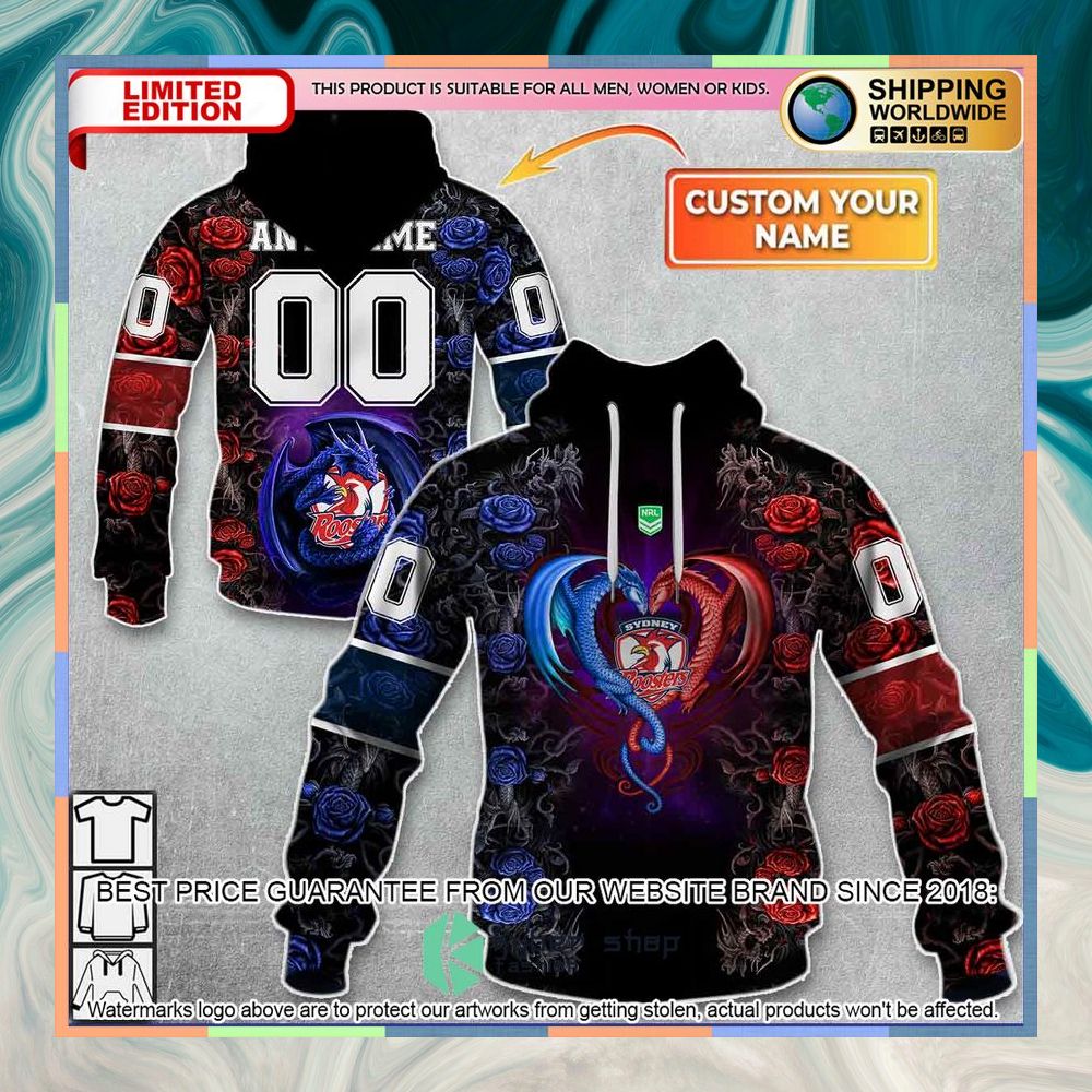 Personalized NRL Sydney Roosters Rose Dragon Shirt, Hoodie 11 Personalized NRL Sydney Roosters Rose Dragon Shirt, Hoodie word2