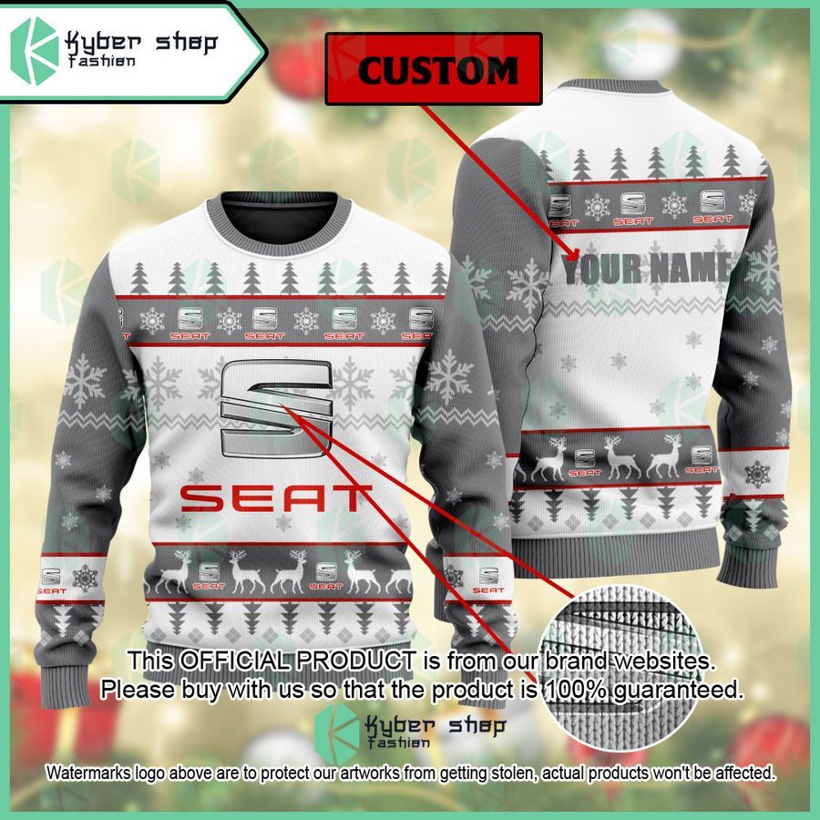 Personalized Seat Ugly Christmas Sweater word3