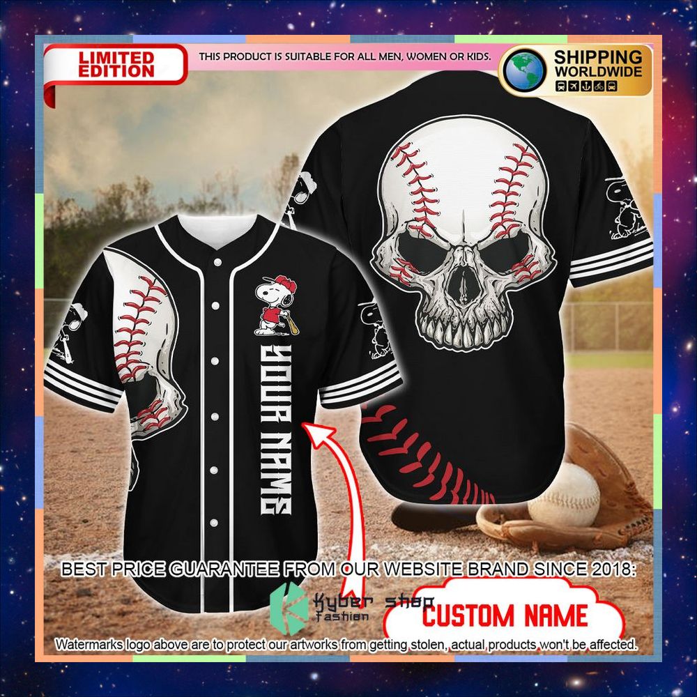 Personalized Skull Snoopy Baseball Jersey 2 Personalized Skull Snoopy Baseball Jersey word2