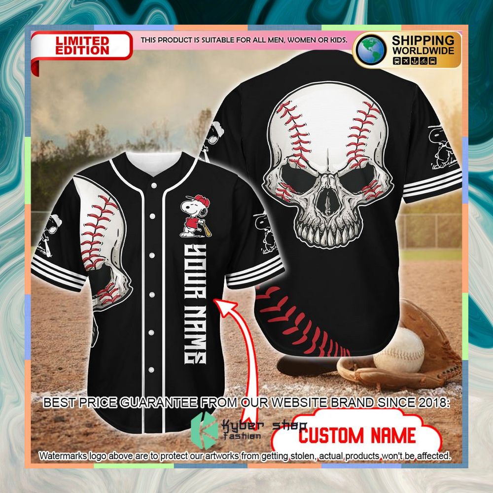 Personalized Skull Snoopy Baseball Jersey 3 Personalized Skull Snoopy Baseball Jersey word2