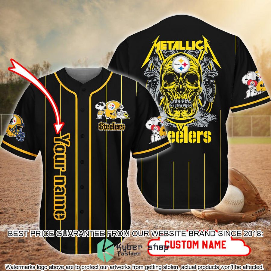 Personalized Snoopy Pittsburgh Steelers Metallic Baseball Jersey word2