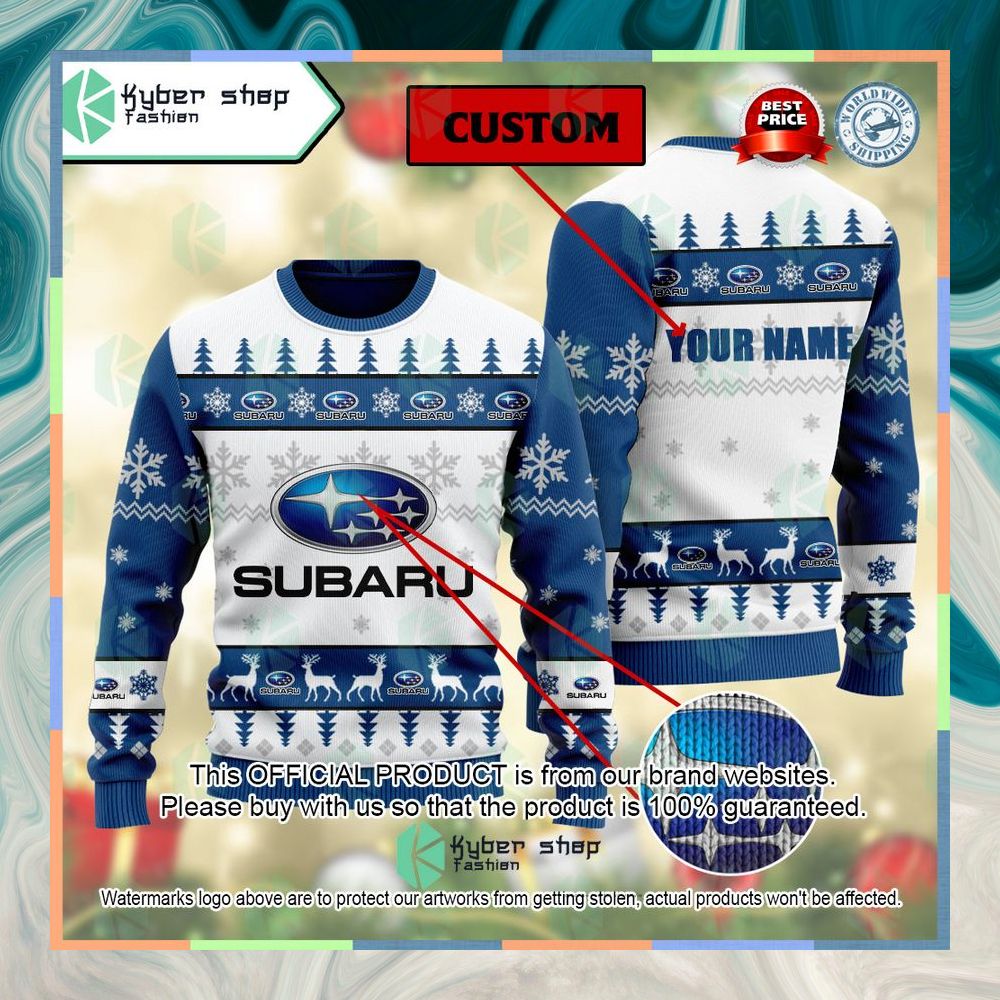 Personalized Subaru Ugly Christmas Sweater 6 Personalized Subaru Ugly Christmas Sweater word3