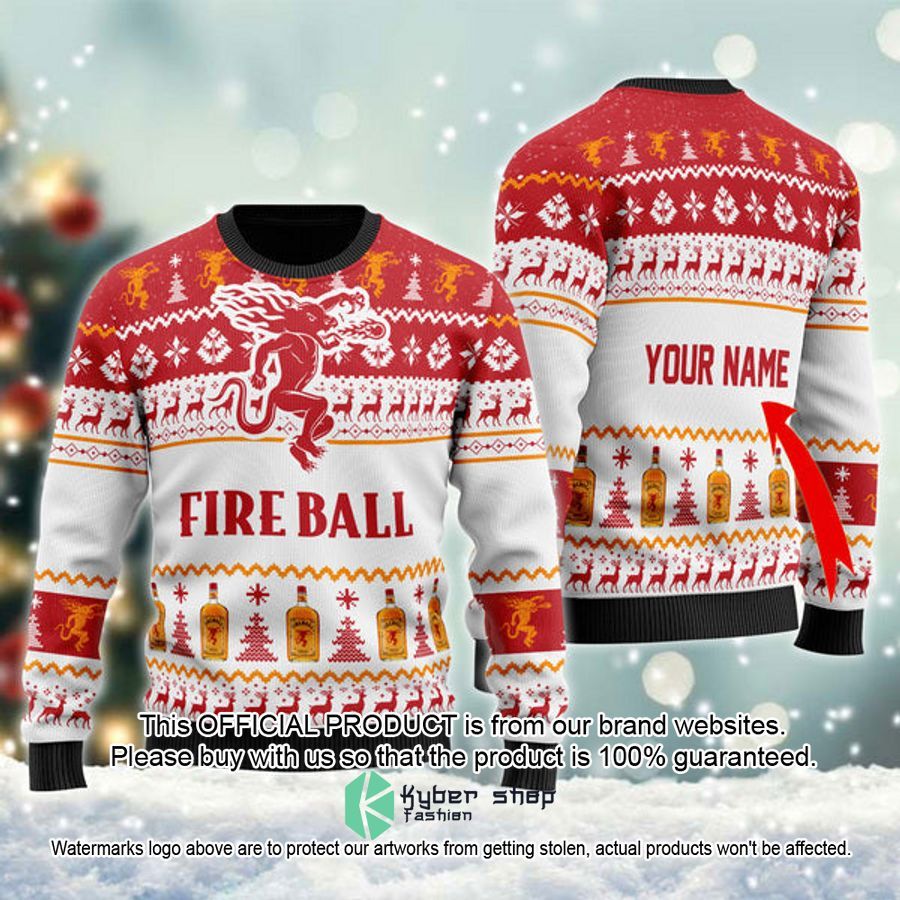 Personalzied Fireball Whisky Ugly Christmas Sweater
