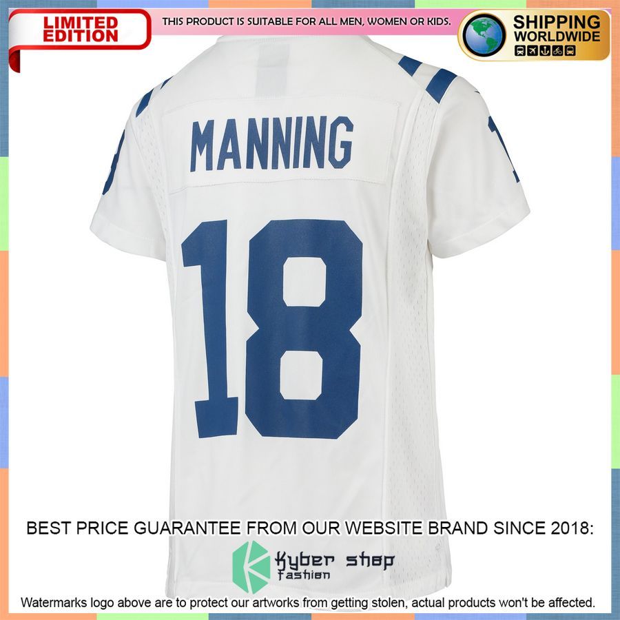 Peyton Manning Indianapolis Colts Youth Retired White Football Jersey 3 Peyton Manning Indianapolis Colts Youth Retired White Football Jersey word3