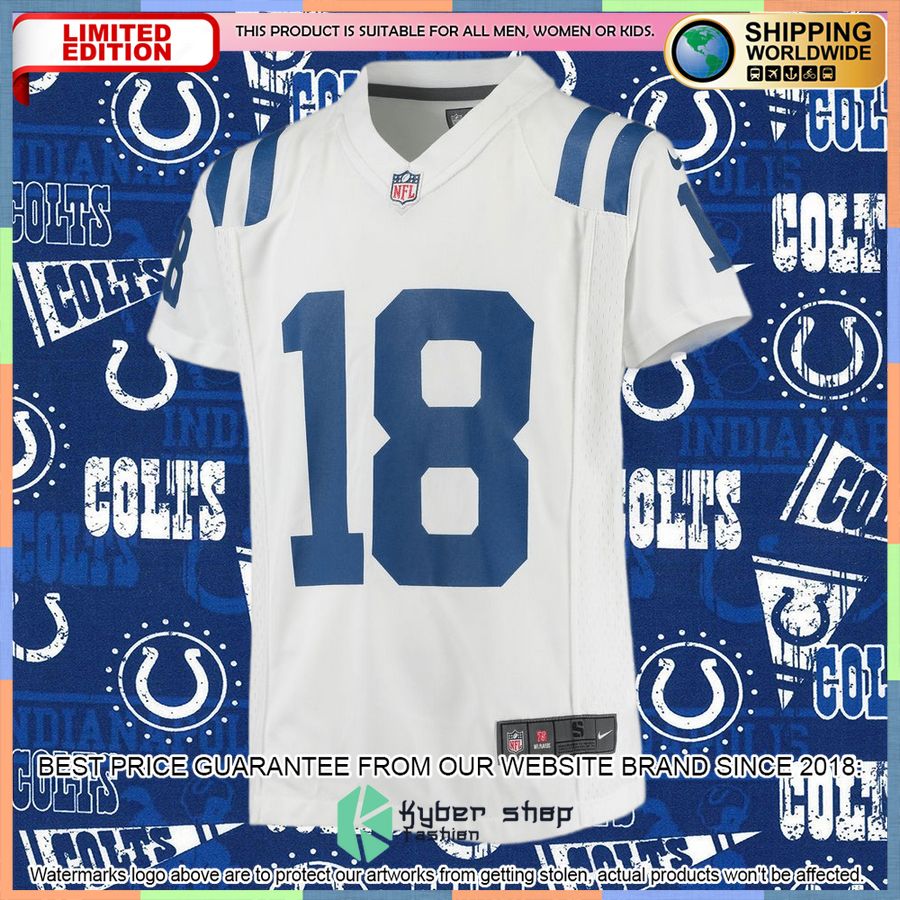 Peyton Manning Indianapolis Colts Youth Retired White Football Jersey 5 Peyton Manning Indianapolis Colts Youth Retired White Football Jersey word3