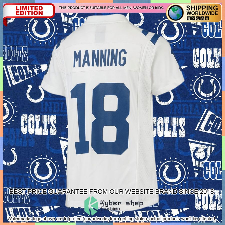 Peyton Manning Indianapolis Colts Youth Retired White Football Jersey 6 Peyton Manning Indianapolis Colts Youth Retired White Football Jersey word3