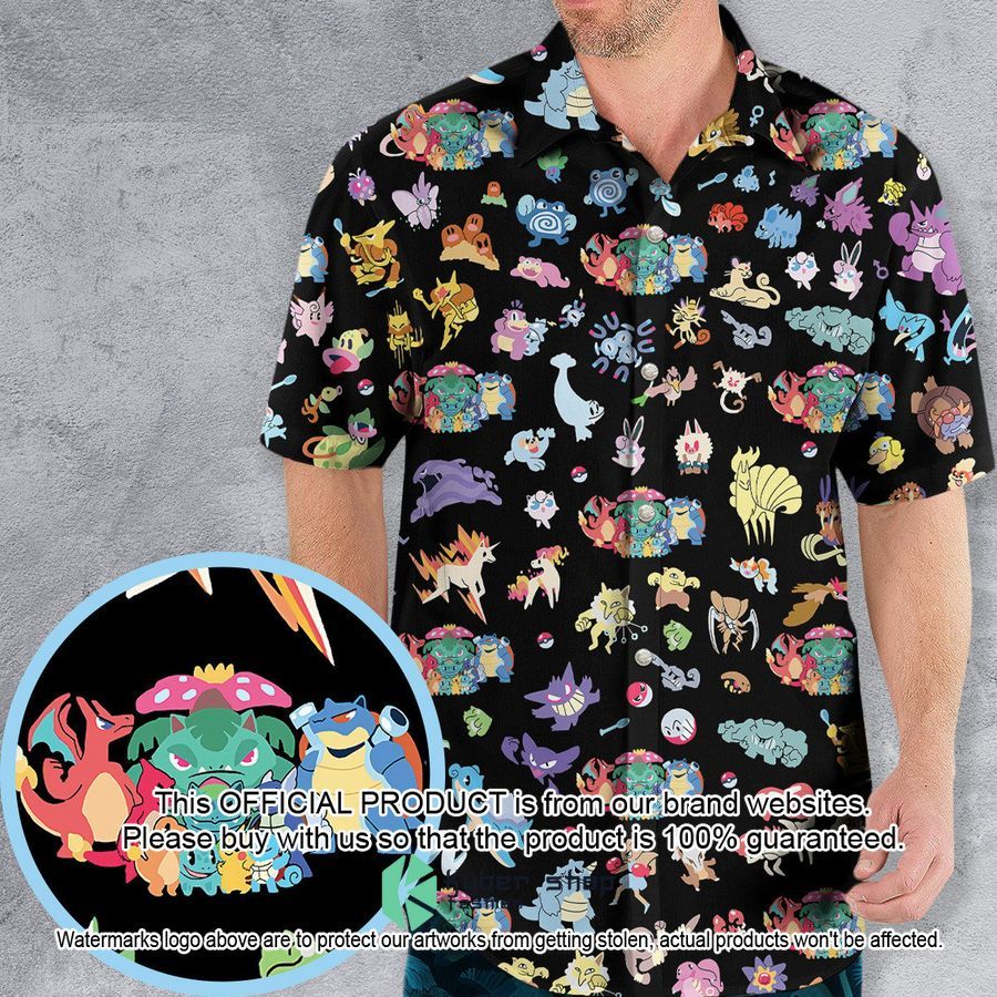 Pokemon Pattern Hawaiian Shirt word1