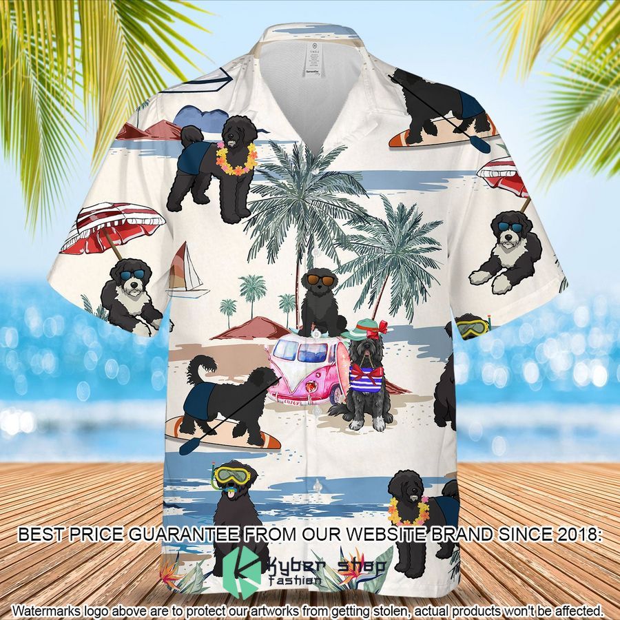 Portuguese Water Dog Summer Beach Hawaiian Shirt word1