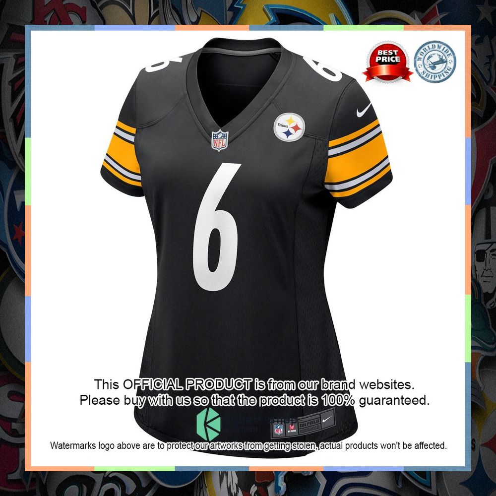 Pressley Harvin III Pittsburgh Steelers Women Black Football Jersey 6 Pressley Harvin III Pittsburgh Steelers Women Black Football Jersey word1