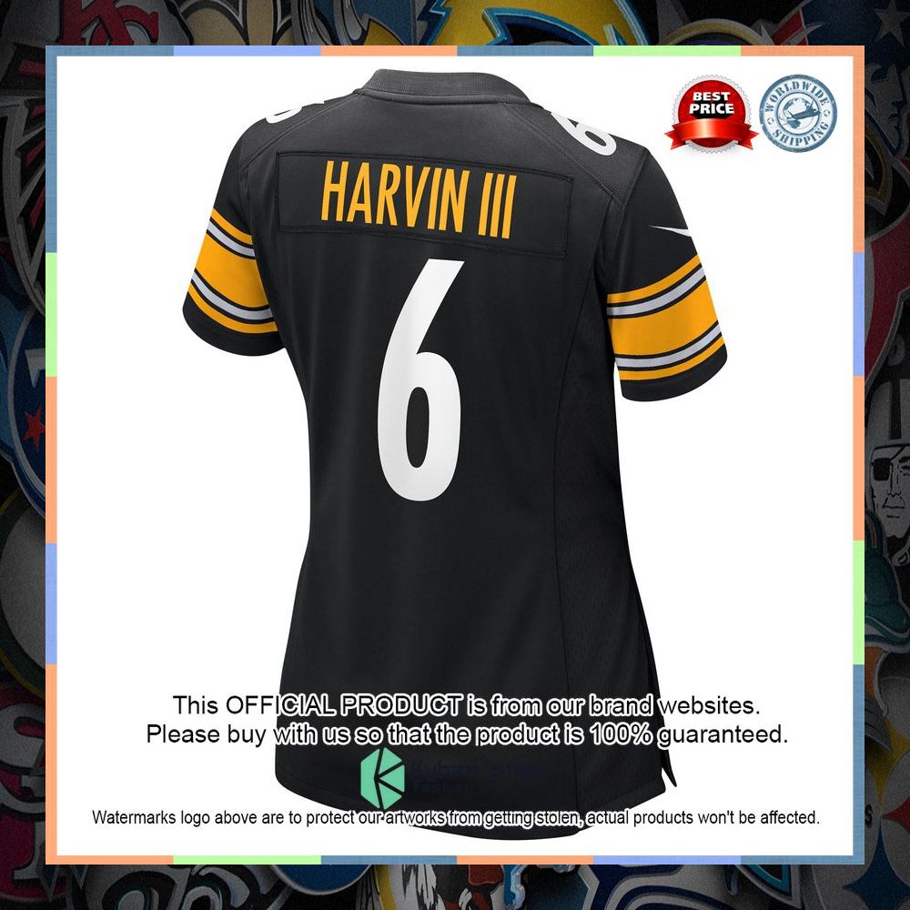 Pressley Harvin III Pittsburgh Steelers Women Black Football Jersey 7 Pressley Harvin III Pittsburgh Steelers Women Black Football Jersey word1