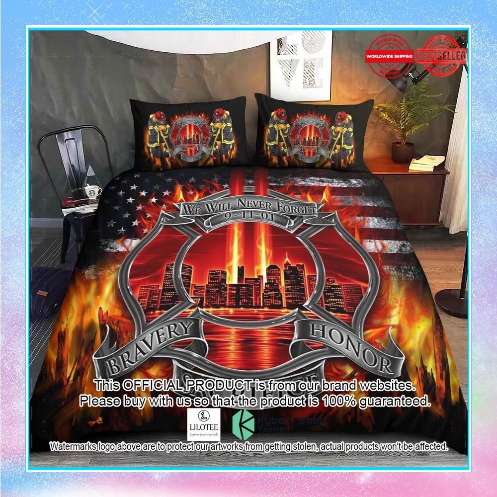 Proud Firefighter Bravery Honor and Sacrifice Bedding Set