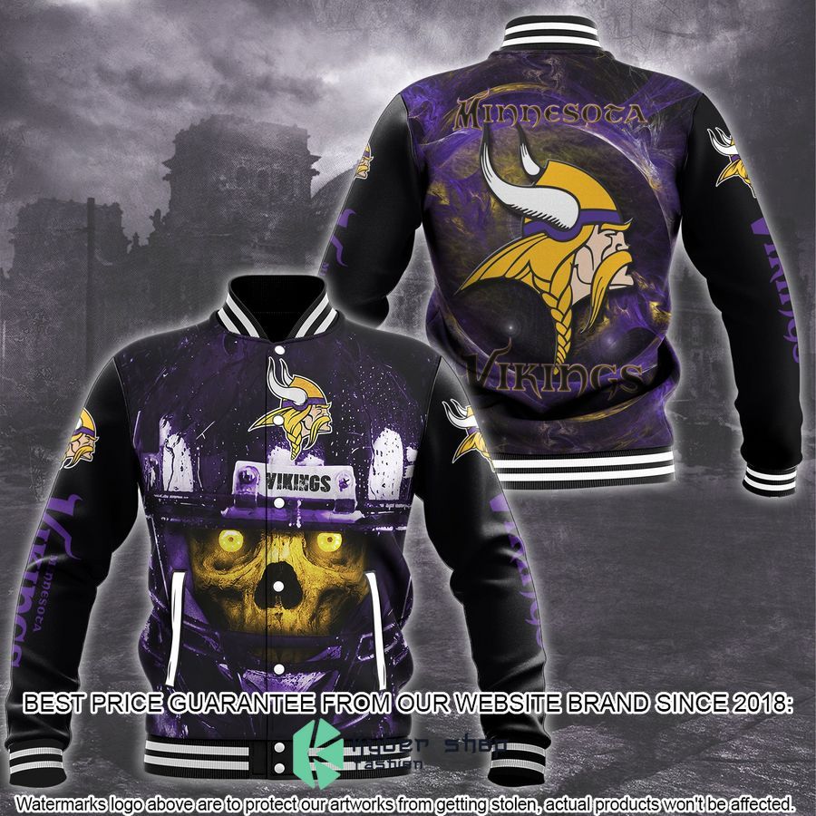 Purple Skull Minnesota Vikings Baseball Jacket