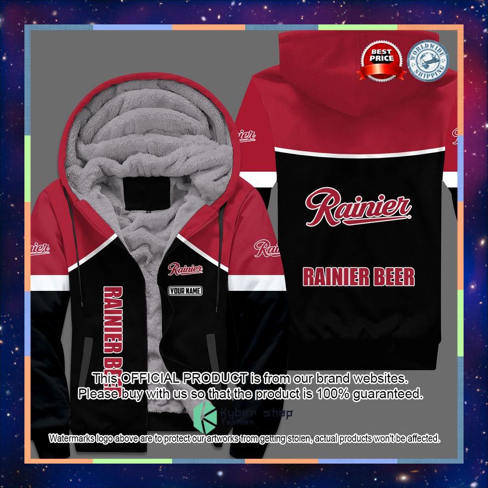 Rainier beer Fleece hoodie 3 Rainier beer Fleece hoodie word2