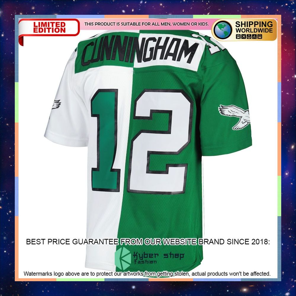 Randall Cunningham Philadelphia Eagles Mitchell & Ness 1990 Split Legacy Replica Kelly Green/White Football Jersey 6 Randall Cunningham Philadelphia Eagles Mitchell & Ness 1990 Split Legacy Replica Kelly Green/White Football Jersey word2