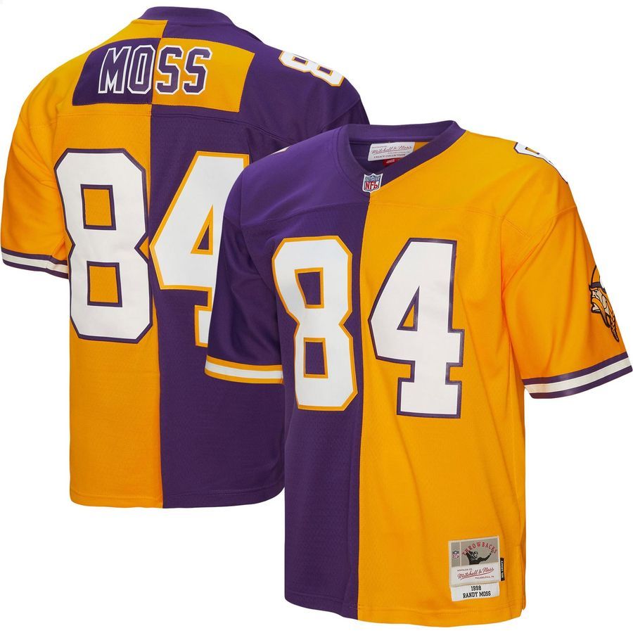 Randy Moss Minnesota Vikings Mitchell & Ness 1998 Split Legacy Replica Purple Gold Football Jersey