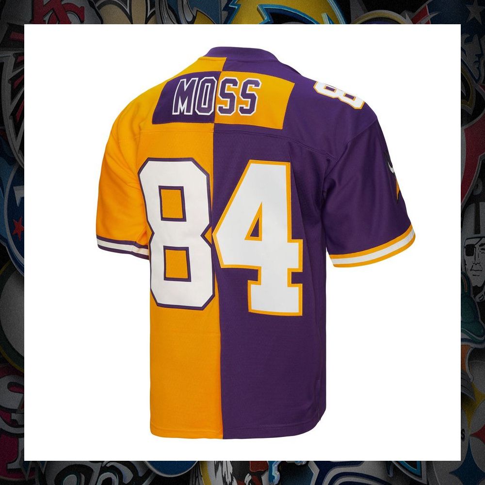 Randy Moss Minnesota Vikings Mitchell & Ness 1998 Split Legacy Replica Purple Gold Football Jersey 7 Randy Moss Minnesota Vikings Mitchell & Ness 1998 Split Legacy Replica Purple Gold Football Jersey word3
