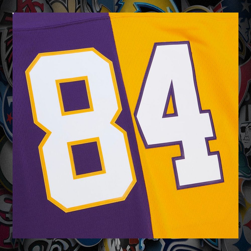 Randy Moss Minnesota Vikings Mitchell & Ness 1998 Split Legacy Replica Purple Gold Football Jersey 8 Randy Moss Minnesota Vikings Mitchell & Ness 1998 Split Legacy Replica Purple Gold Football Jersey word3