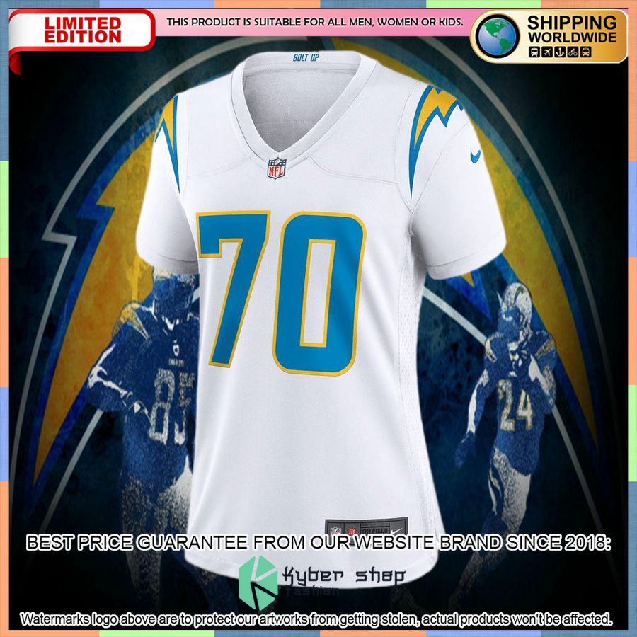 Rashawn Slater Los Angeles Chargers Women's White Football Jersey 5 Rashawn Slater Los Angeles Chargers Women's White Football Jersey word3