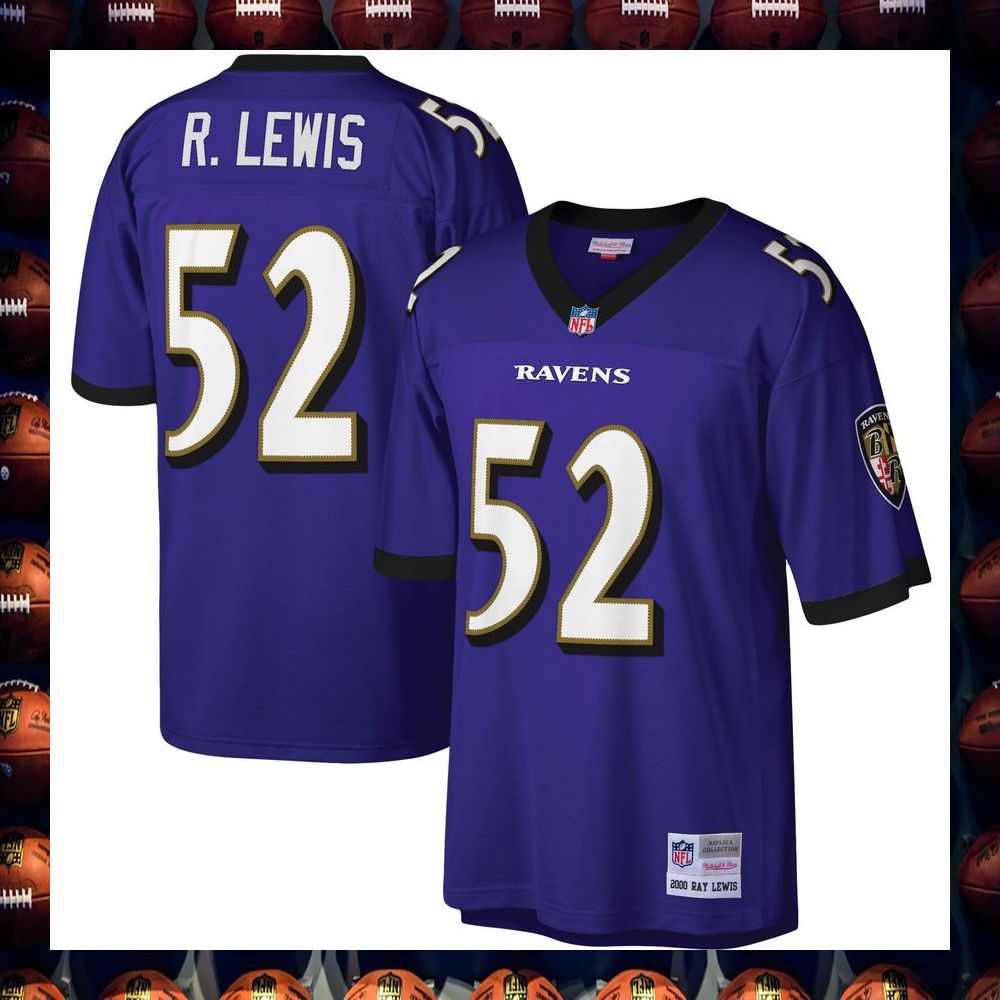 Ray Lewis Baltimore Ravens Mitchell & Ness Legacy Replica Purple Football Jersey 4 Ray Lewis Baltimore Ravens Mitchell & Ness Legacy Replica Purple Football Jersey word1