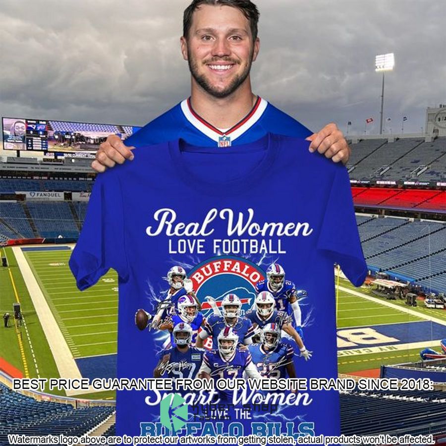 Real Woman Loves Football, Smart Woman Love Buffalo Bills 2D Shirt word1