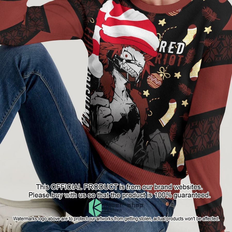 Red Riot Kirishima My Hero Academia Christmas Sweater word2