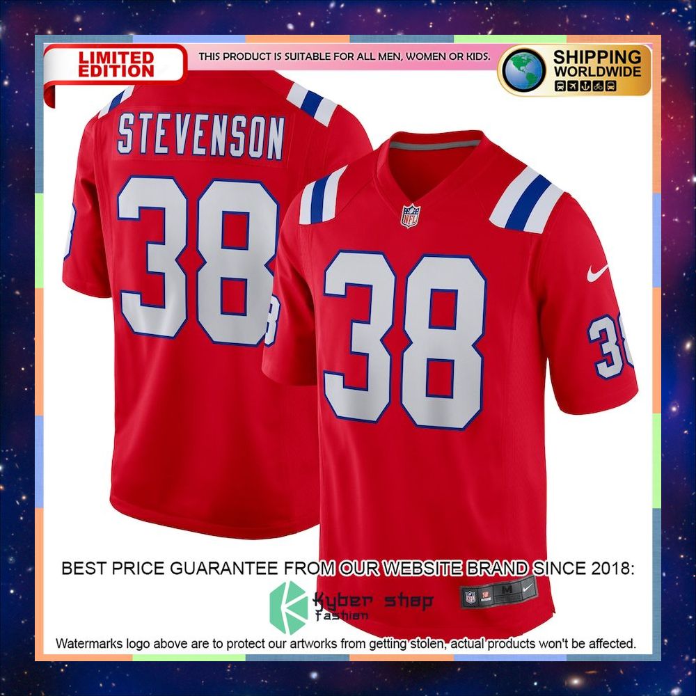 Rhamondre Stevenson New England Patriots Alternate Player Red Football Jersey 4 Rhamondre Stevenson New England Patriots Alternate Player Red Football Jersey word3