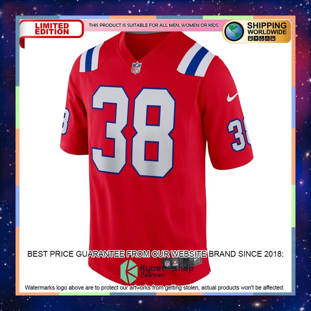 Rhamondre Stevenson New England Patriots Alternate Player Red Football Jersey 5 Rhamondre Stevenson New England Patriots Alternate Player Red Football Jersey word3