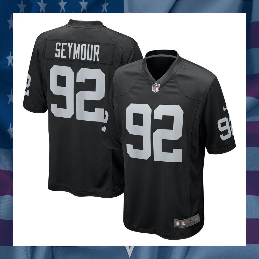 Richard Seymour Las Vegas Raiders Retired Black Football Jersey 8 Richard Seymour Las Vegas Raiders Retired Black Football Jersey word2