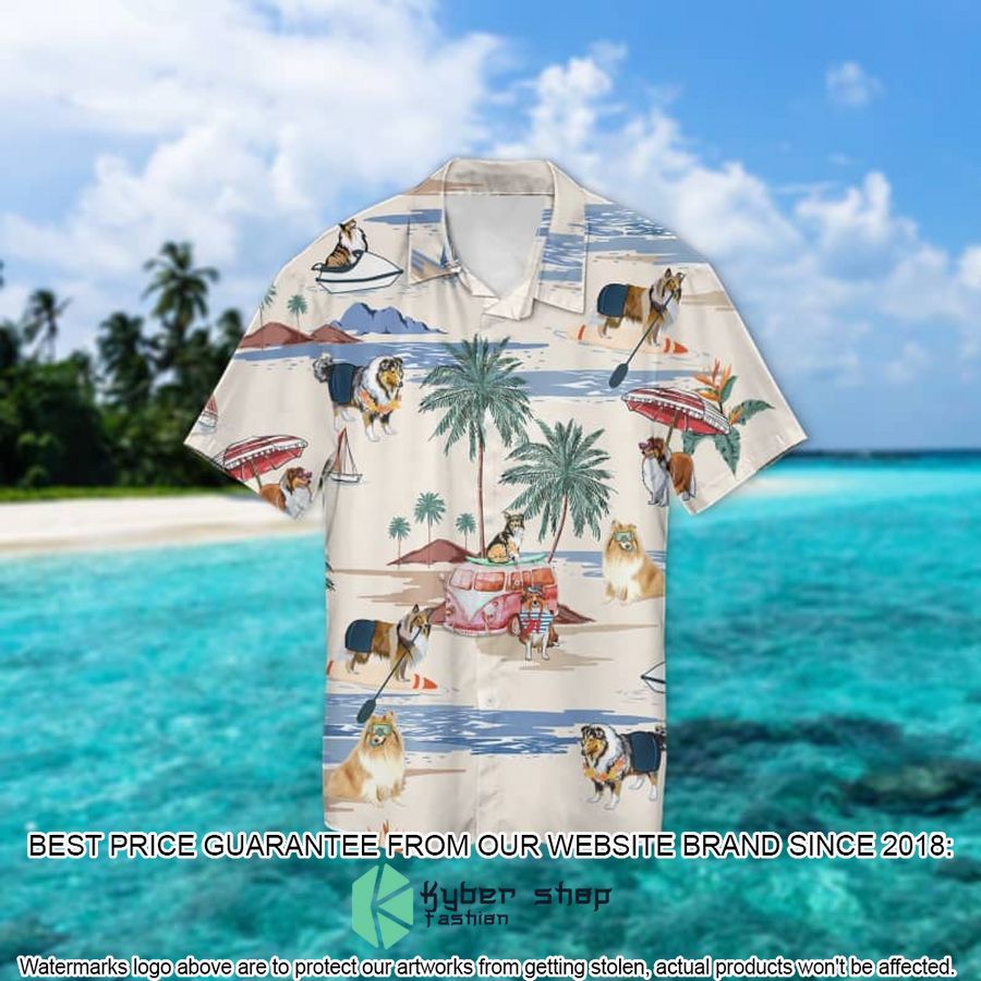 Rough Collie Summer Beach Hawaiian Shirt