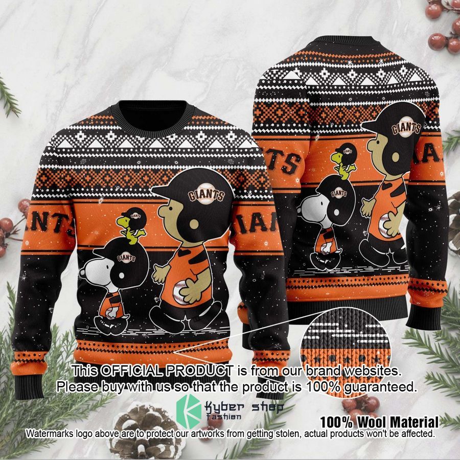 San Francisco Giants Charlie Brown Snoopy Wear Football Jersey Christmas Sweater