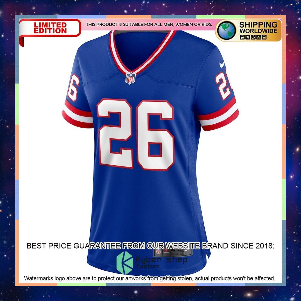 Saquon Barkley New York Giants Women's Classic Player Royal Football Jersey 5 Saquon Barkley New York Giants Women's Classic Player Royal Football Jersey word2