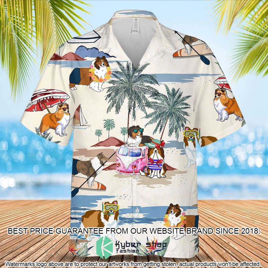 Shetland Sheepdog Summer Beach Hawaiian Shirt