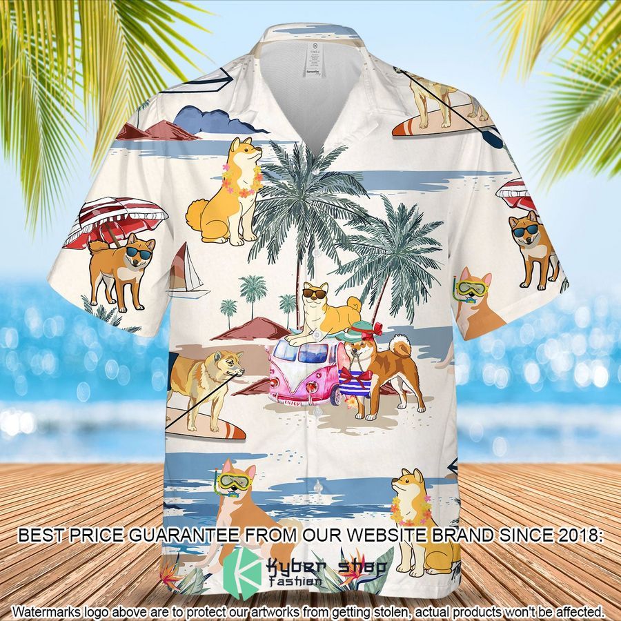 Shiba Inu Summer Beach Hawaiian Shirt