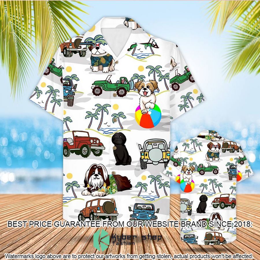 Shih Tzu Jeep Beach Hawaiian Shirt