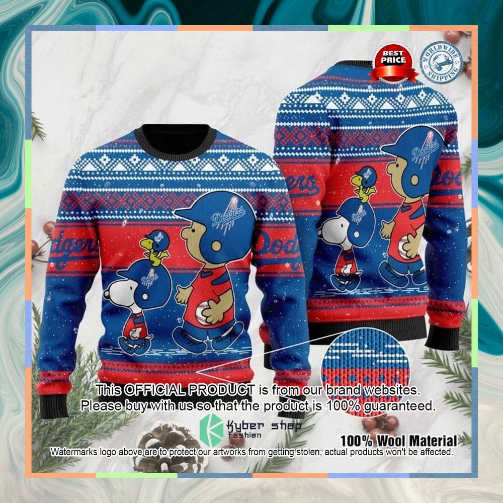 Snoopy and Charlie Brown Los Angeles Dodgers Christmas Sweater 5 Snoopy and Charlie Brown Los Angeles Dodgers Christmas Sweater word1