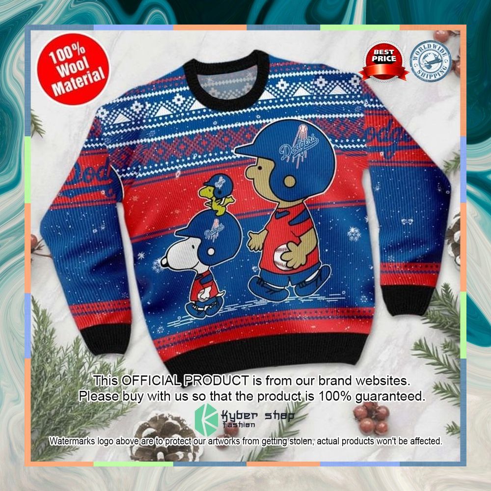 Snoopy and Charlie Brown Los Angeles Dodgers Christmas Sweater 7 Snoopy and Charlie Brown Los Angeles Dodgers Christmas Sweater word1