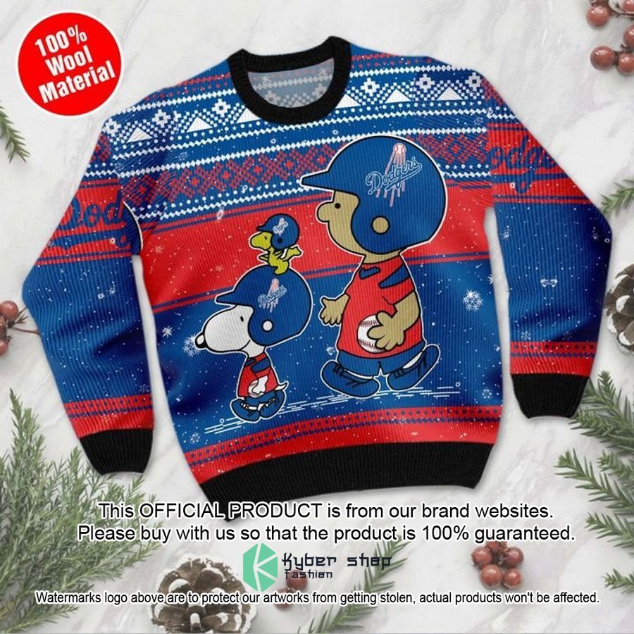 Snoopy and Charlie Brown Los Angeles Dodgers Christmas Sweater 3 Snoopy and Charlie Brown Los Angeles Dodgers Christmas Sweater word1