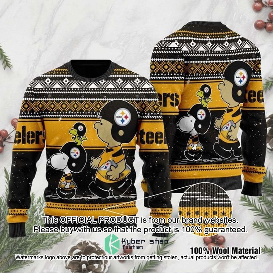 Snoopy and Charlie Brown Pittsburgh Steelers Christmas Sweater