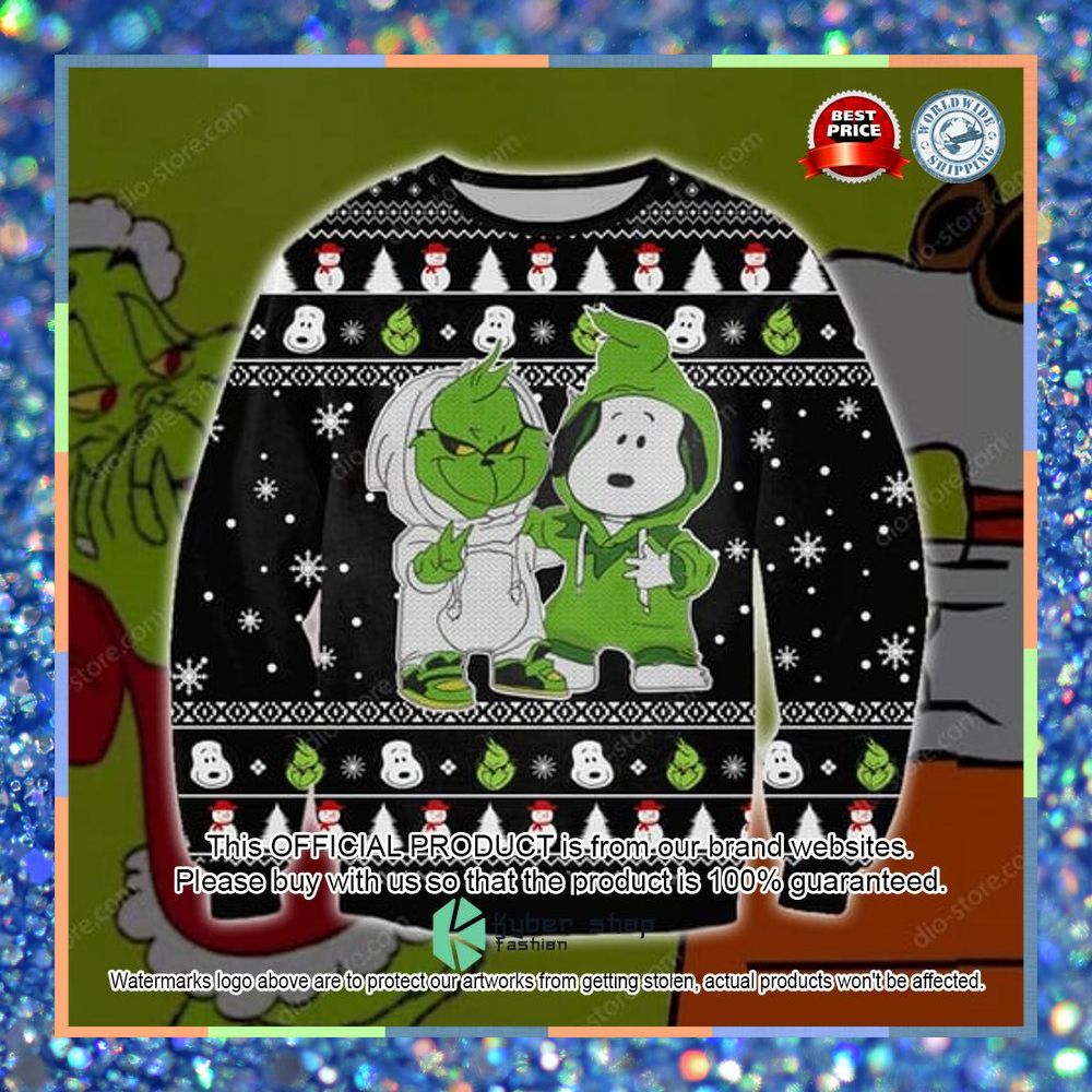 Snoopy And Grinch Christmas Sweater 3 Snoopy And Grinch Christmas Sweater word3