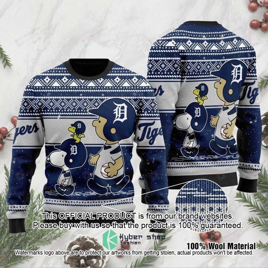 Snoopy Charlie Brown Detroit Tigers Christmas Sweater
