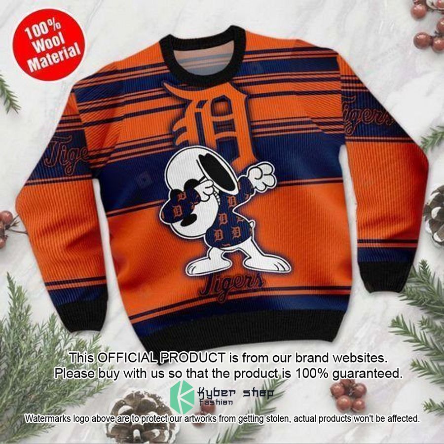 Snoopy Dab Detroit Tigers Christmas Sweater