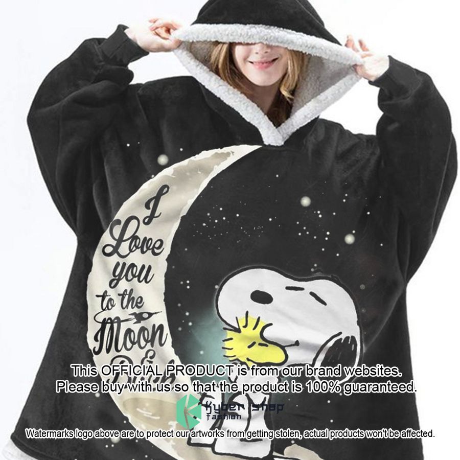 Snoopy Dog I love you to the moon and back Blanket Hoodie