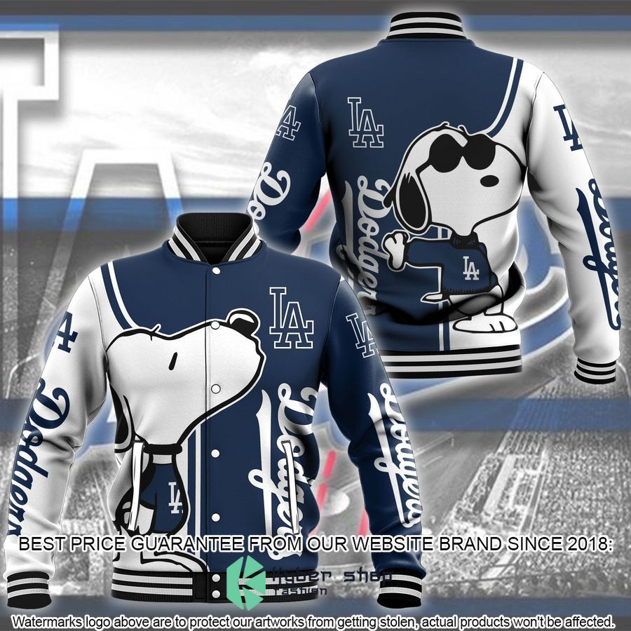 Snoopy Los Angeles Dodgers Baseball Jacket word2