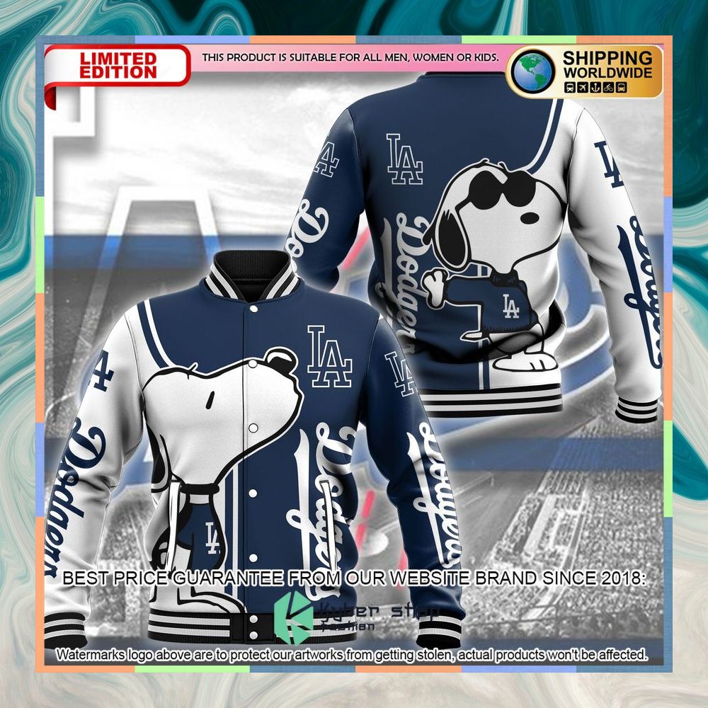 Snoopy Los Angeles Dodgers Baseball Jacket 3 Snoopy Los Angeles Dodgers Baseball Jacket word1