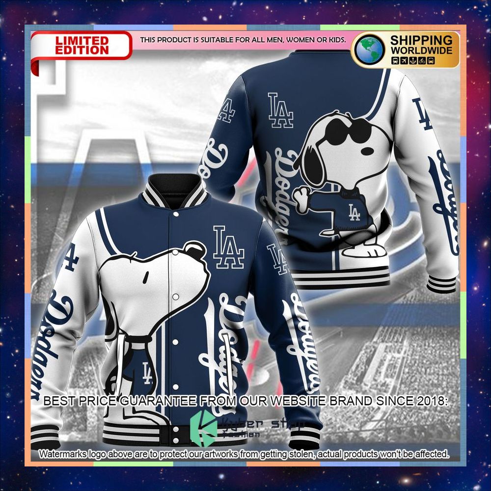 Snoopy Los Angeles Dodgers Baseball Jacket 2 Snoopy Los Angeles Dodgers Baseball Jacket word1