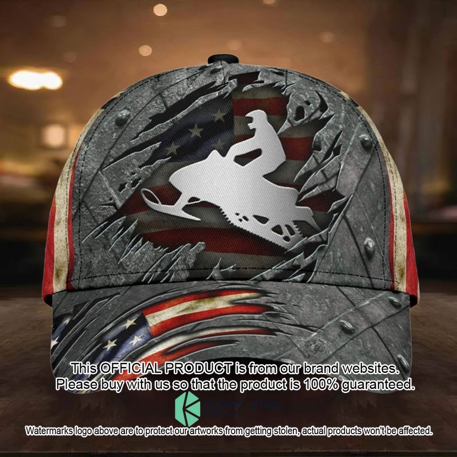 Snowmobile US Flag Cap word1