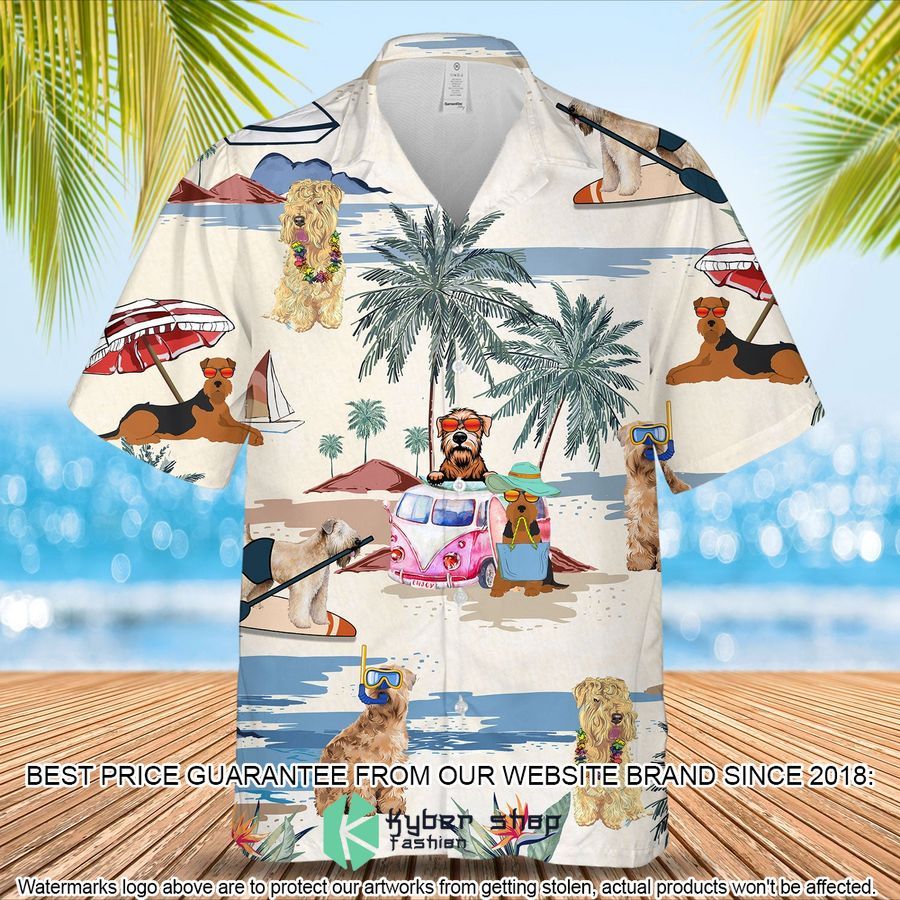Softcoated Wheaten Terrier Summer Beach Hawaiian Shirt word1