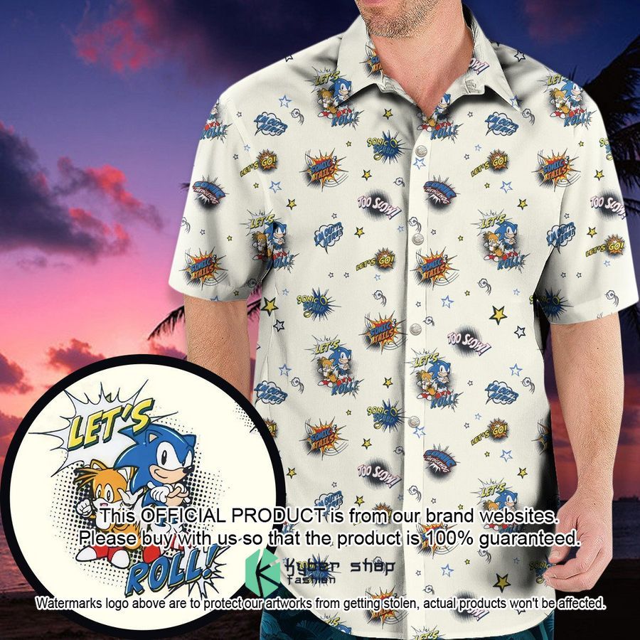 Sonic The Hedgehog Pattern Hawaiian Shirt word2
