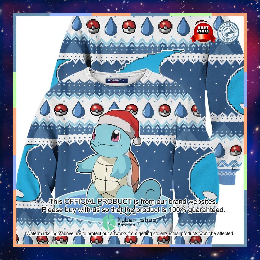 Squirtle Pokemon blue Christmas Sweater 3 Squirtle Pokemon blue Christmas Sweater word3